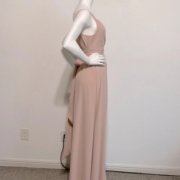 Show Me Your Mumu Liz Tie Maxi Dress Soft Beige Chiffon Blush Size S - Picture 10 of 12